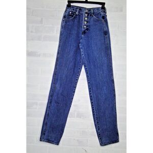 Vintage Wrangler Jeans Women's 3/4 Blue‎ Denim Button Fly USA Cowgirl